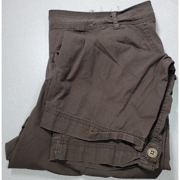 Dressbarn Brown Flat Front Cargo Cropped Pant 16 Lightweight Side Pocket Stretch - Picture 4 of 7